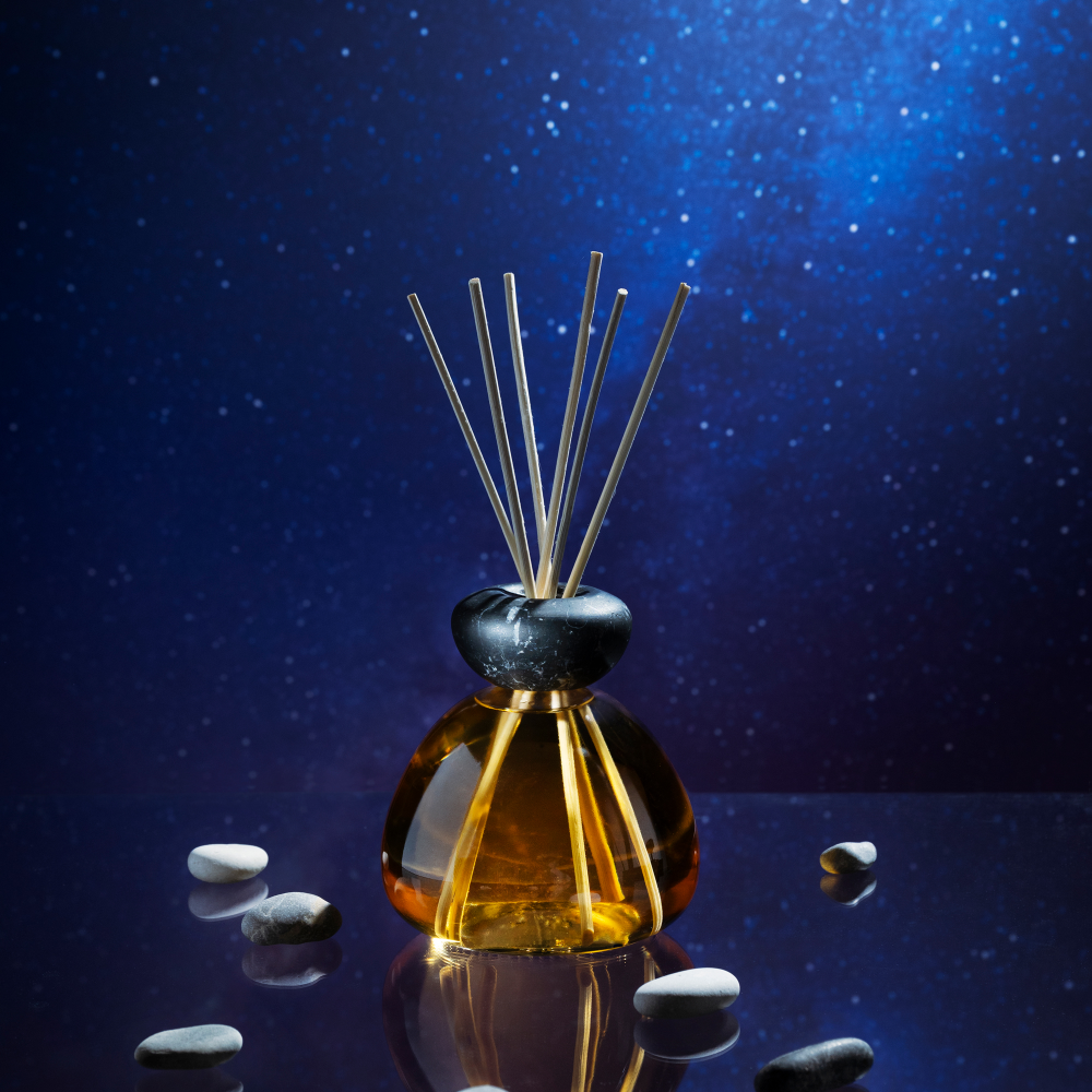 Millefiori Milano Transparent Marble Glass Diffuser with Black Lid
