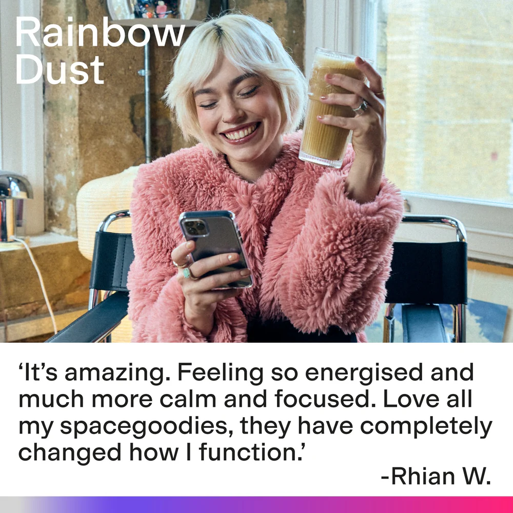 Spacegoods Rainbow Dust Focus Mushroom & Adaptogen Super Blend Supplement Coffee Chocolate 7 x 8g