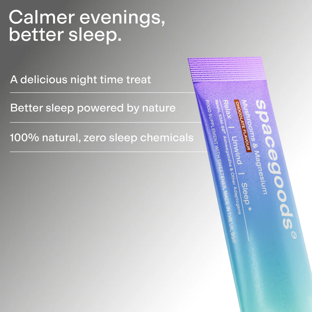 Spacegoods Astro Dust Sleep Mushroom & Adaptogen Evening Blend Supplement Chocolate 7 x 8g