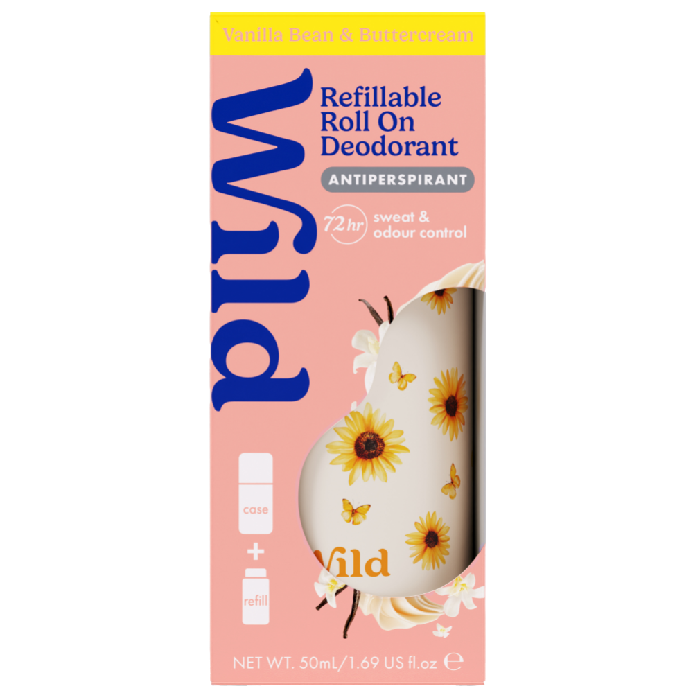 Wild Sunflower Case + Vanilla Bean & Buttercream Antiperspirant Deodorant Roll-On Starter Pack