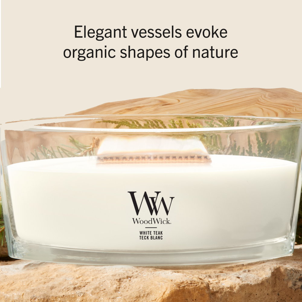 WoodWick White Teak Ellipse Jar Candle