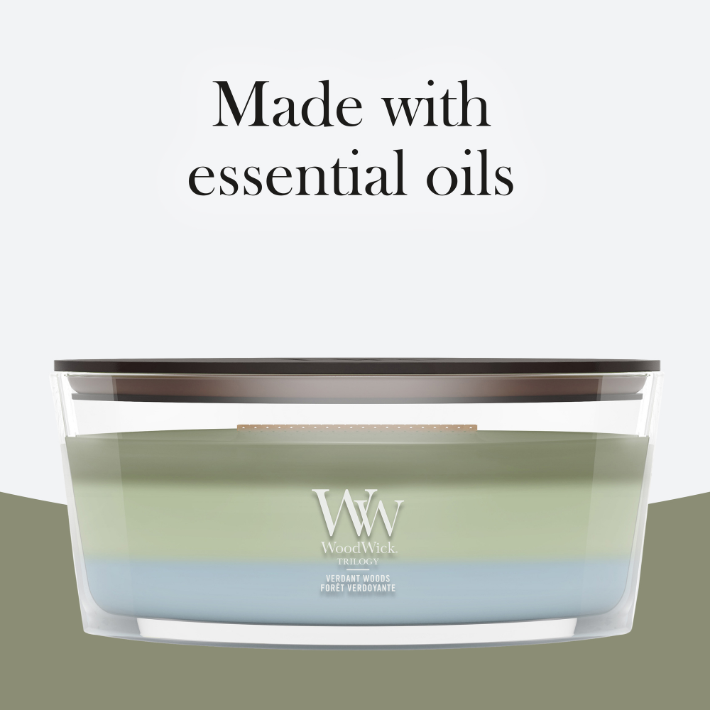 WoodWick Trilogy Verdant Woods Ellipse Jar Candle