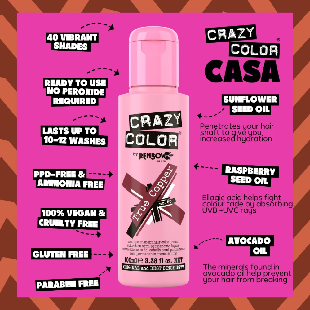 Crazy Colour True Copper Hair Dye 100ml