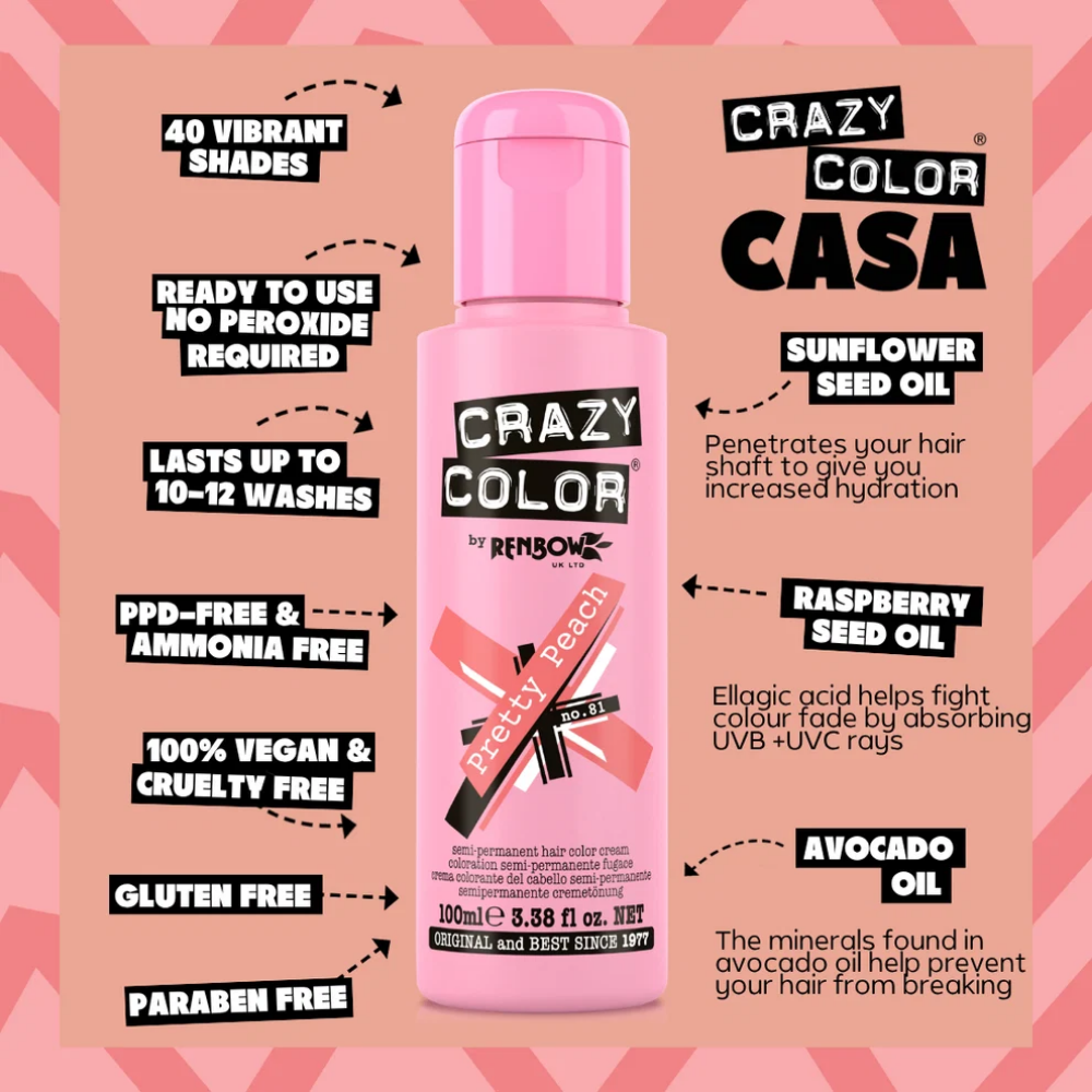 Crazy Colour Pretty Peach Hair Dye 100ml