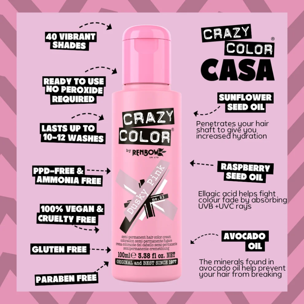 Crazy Colour Dusty Pink Hair Dye 100ml