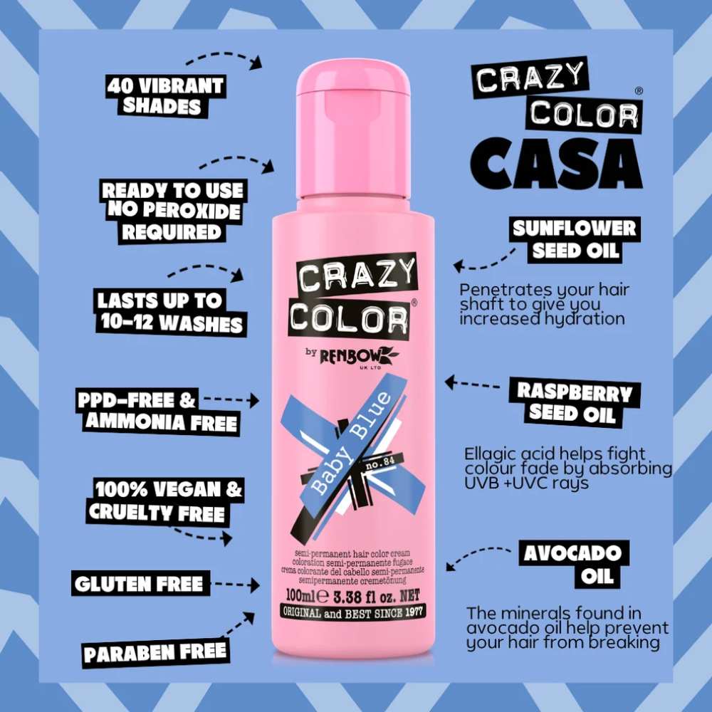 Crazy Colour Baby Blue Hair Dye 100ml