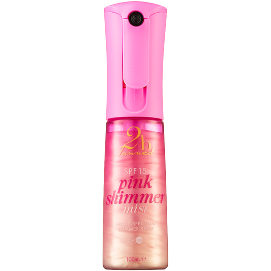 2BTanned Pink Shimmer Mist Broad Spectrum Shimmer Flairosol Spray SPF15 100ml