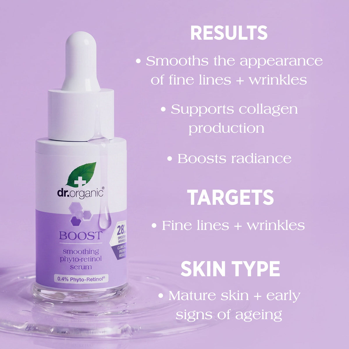 Dr. Organic Boost Smoothing Phyto-Retinol Serum 30ml
