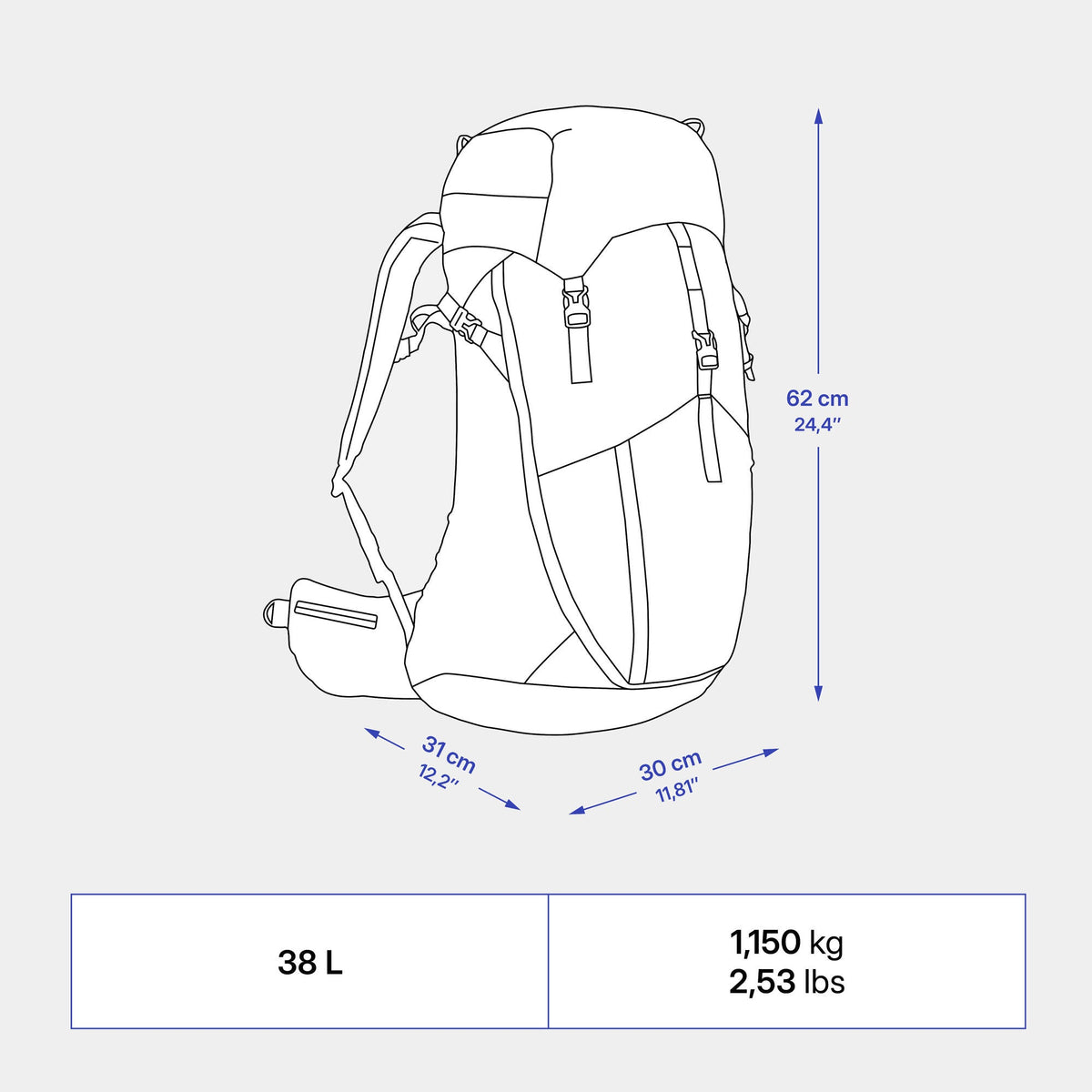 Quechua MH500 38 L Hiking Backpack