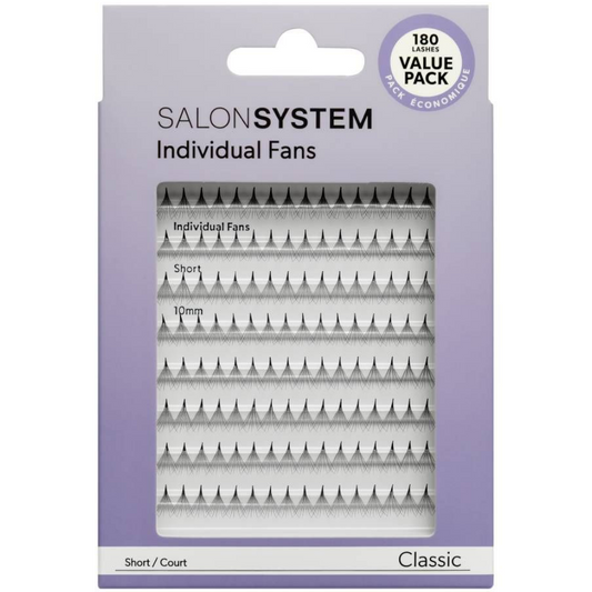 Salon System Individual Fans Lashes Value Pack Classic Short Black