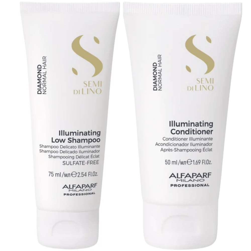Alfaparf Milano Semi Di Lino Diamond Illuminating Shampoo 75ml & Conditioner 50ml Twin