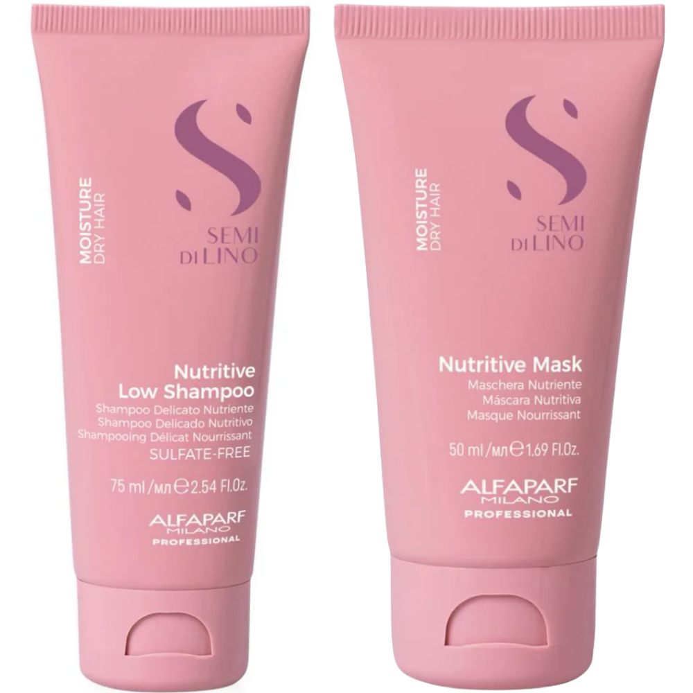 Alfaparf Milano Semi Di Lino Moisture Nutritive Shampoo 75ml & Mask 50ml Twin