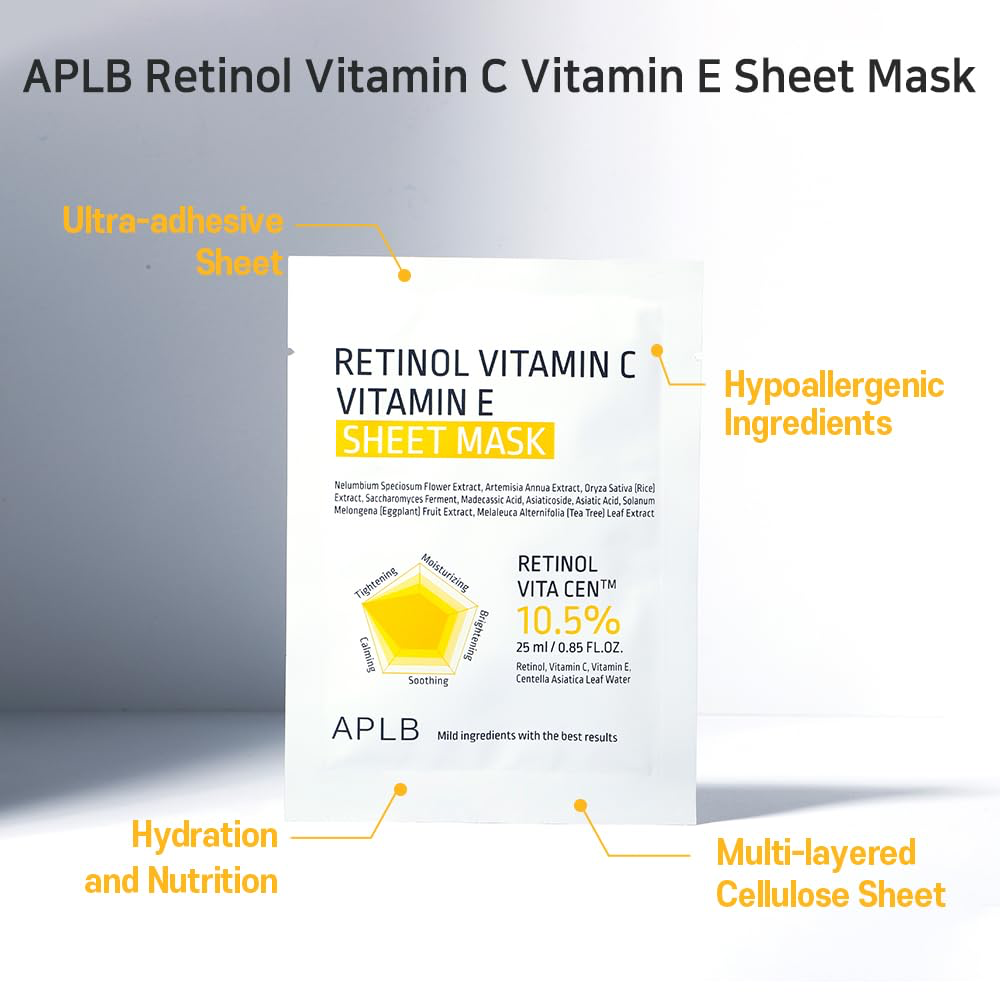 APLB Retinol Vitamin C Vitamin E Sheet Mask 10 x 25ml
