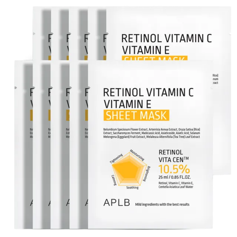 APLB Retinol Vitamin C Vitamin E Sheet Mask 10 x 25ml