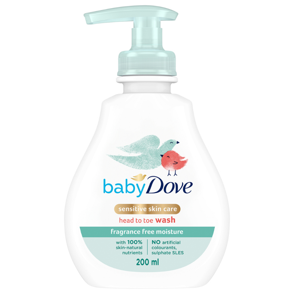 Baby Dove Sensitive Moisture Head To Toe Fragrance Free Body Wash 200ml