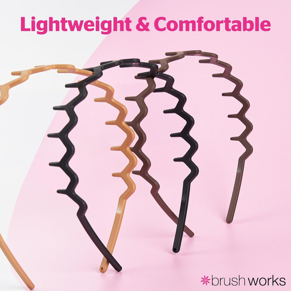 Brushworks Neutral Zig Zag Headbands Pack of 3