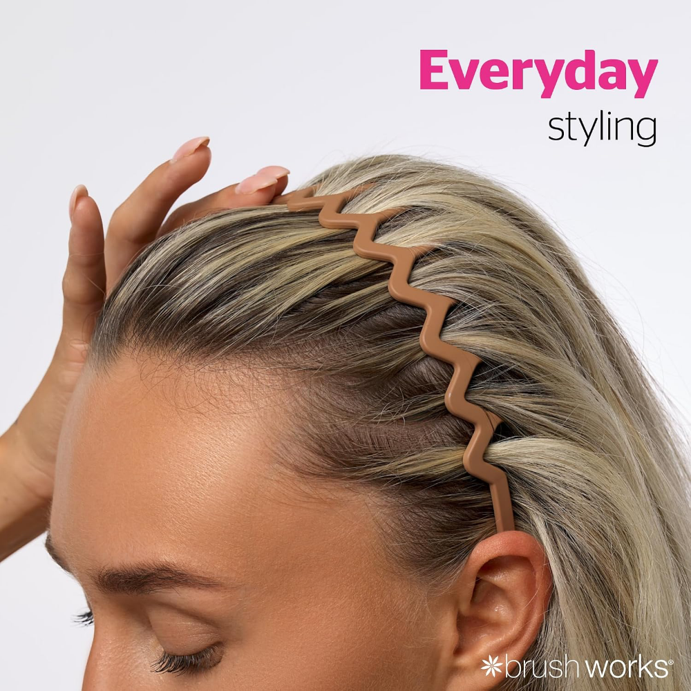 Brushworks Neutral Zig Zag Headbands Pack of 3