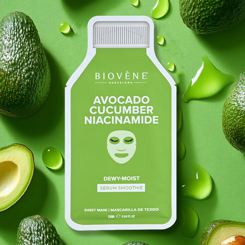Biovene Avocado Cucumber Niacinamide Dewy-Moist Serum Smoothie Sheet Mask 25ml
