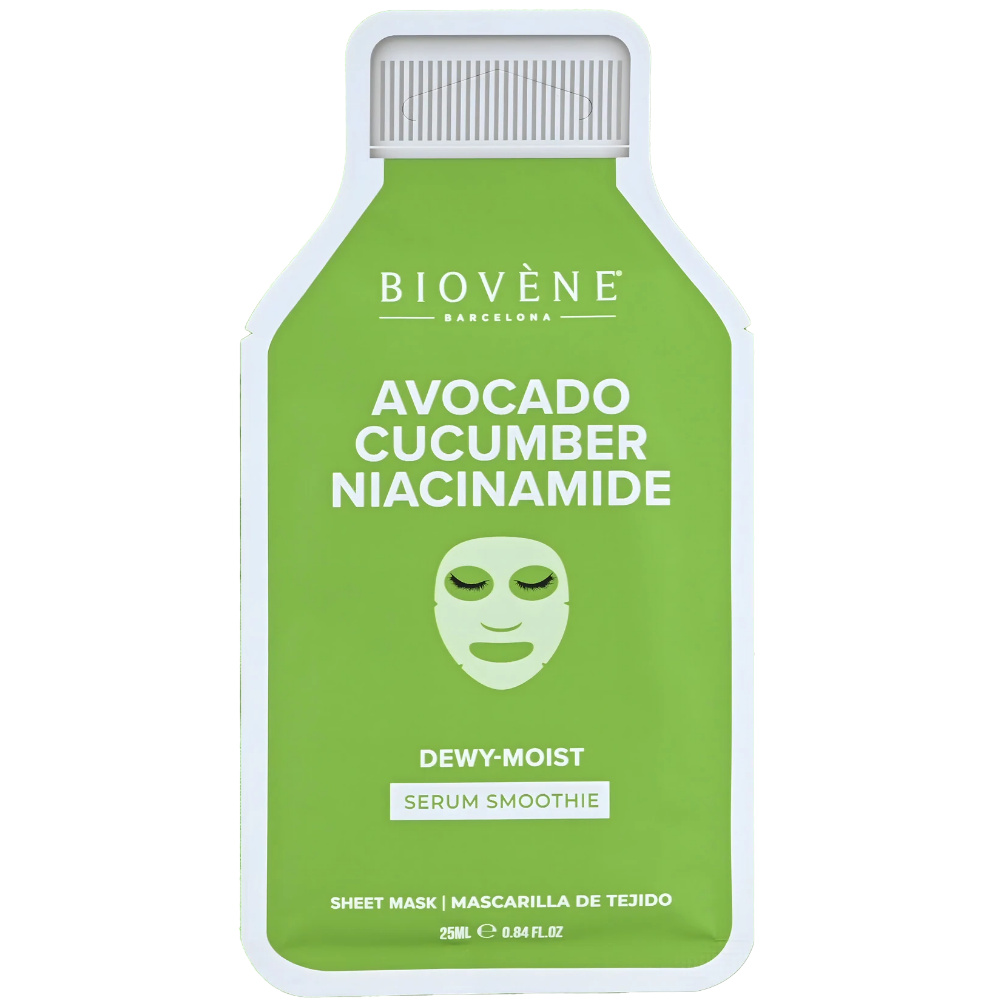Biovene Avocado Cucumber Niacinamide Dewy-Moist Serum Smoothie Sheet Mask 25ml