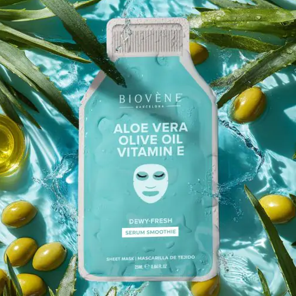 Biovene Aloe Vera Olive Oil Vitamin E Dewy-Fresh Serum Smoothie Face Mask 25ml