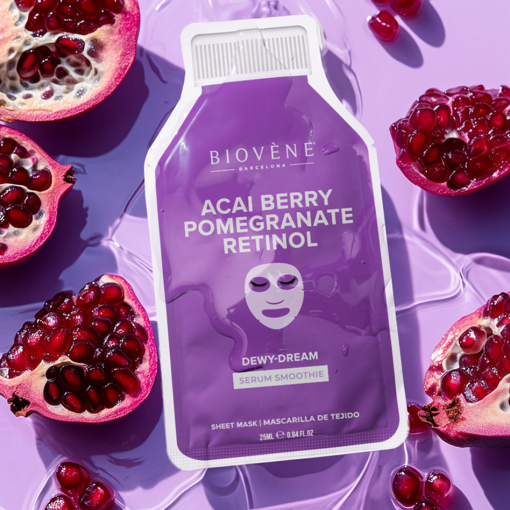 Biovene Acai Berry Pomegranate Retinol Dewy-Dream Serum Smoothie Sheet Mask 25ml