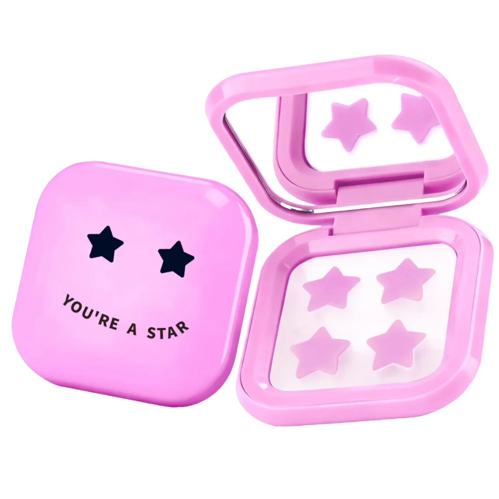 Biovene Compact Mirror Case Hydrocolloid Star Pimple Patches Pink x32