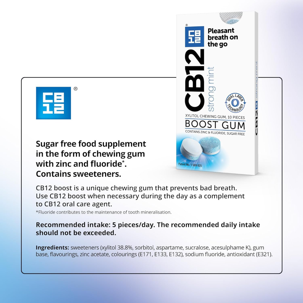 CB12 Boost Strong Mint Chewing Gum x10