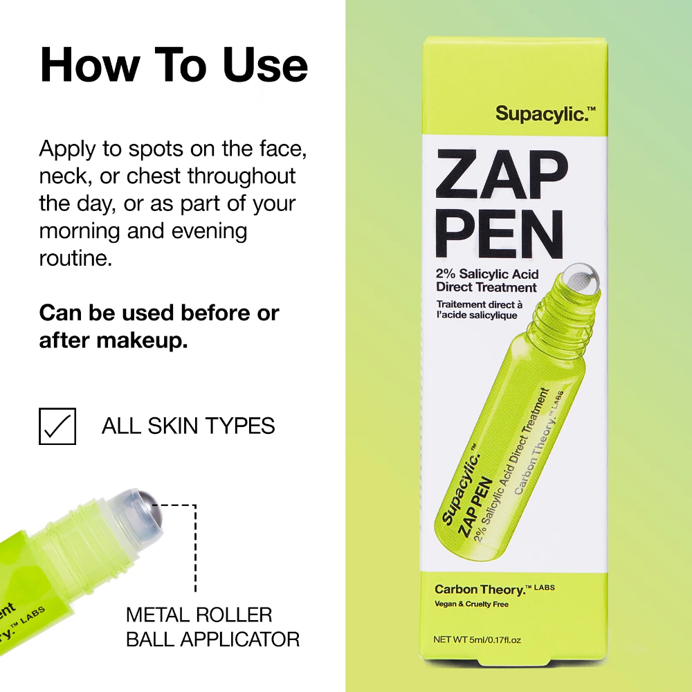 Carbon Theory Supacylic Zap Pen 2% Salicylic Acid Direct Roll-On Treatment 5ml