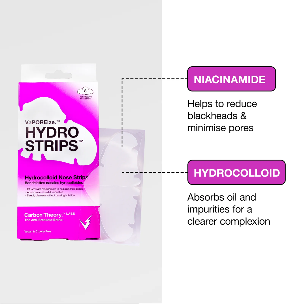 Carbon Theory VaPOREise Hydro Strips Hydrocolloid Nose Strips x8