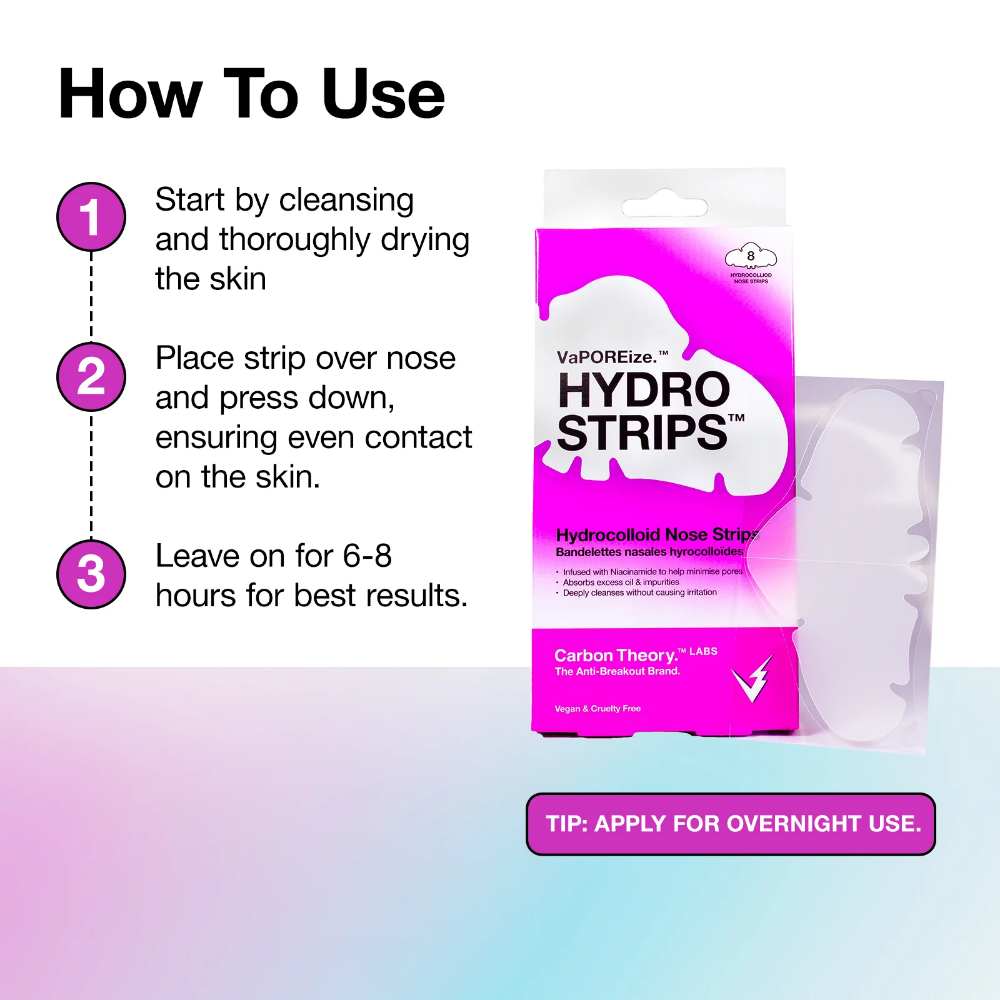 Carbon Theory VaPOREise Hydro Strips Hydrocolloid Nose Strips x8