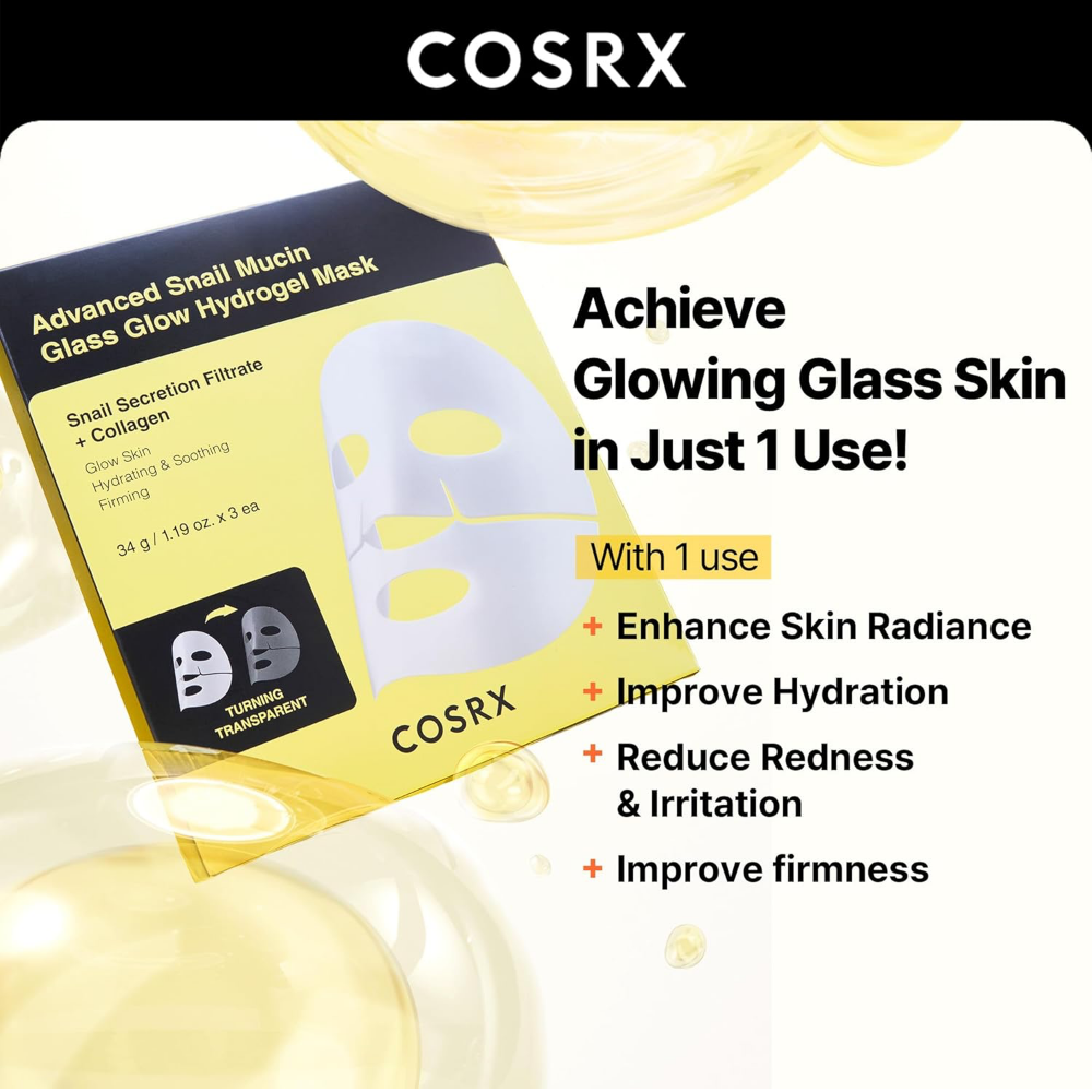 CosRx Advanced Snail Mucin Glass Glow Hydrogel Sheet Mask 34g