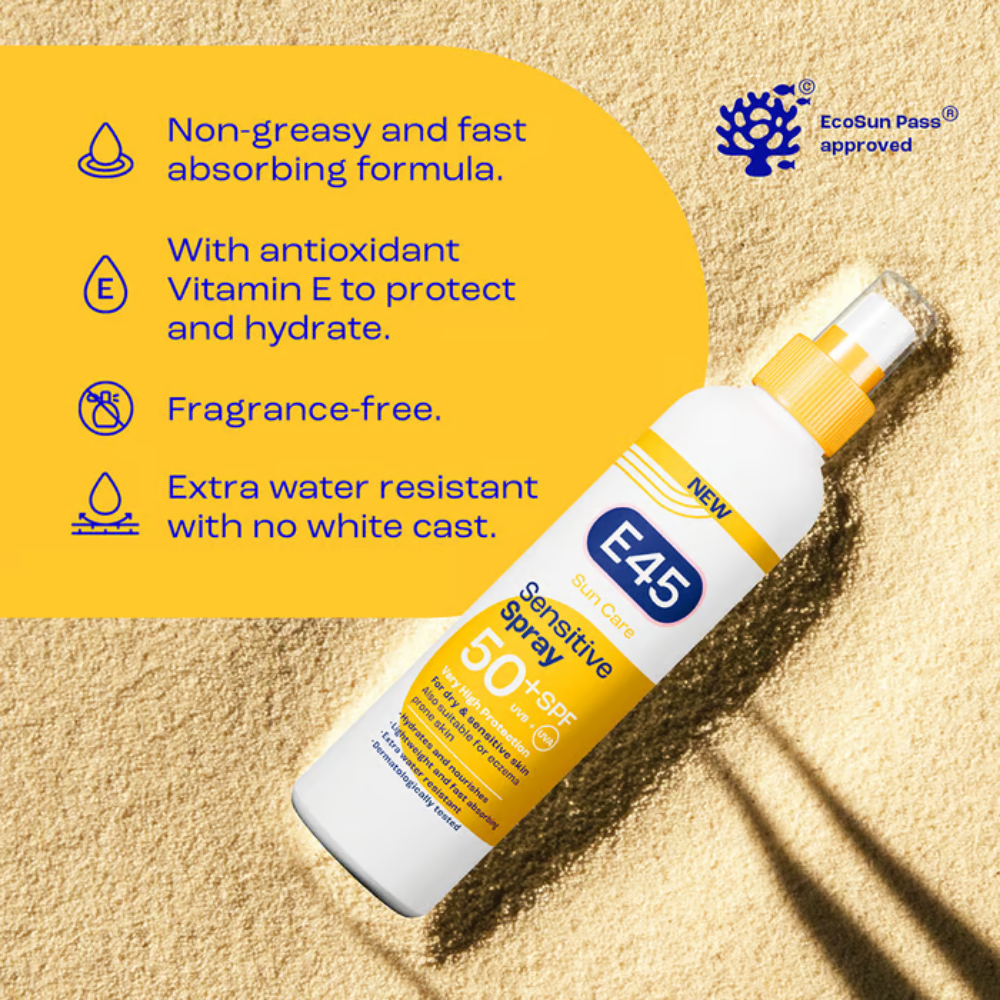 E45 Sun Care Sensitive Body Spray SPF50+ 180ml