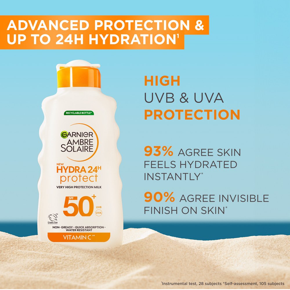 Garnier Ambre Solaire Hydra 24H Hydrating Protection Lotion Sunscreen SPF50+ 400ml