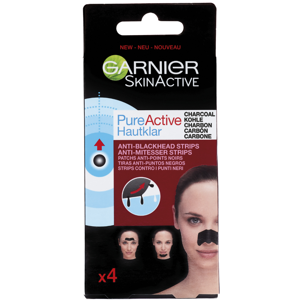 Garnier Pure Active Anti-Blackhead Charcoal Nose Strips Pack of 4