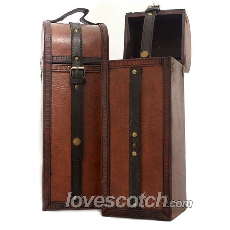 Gift Box - Wooden Brown Leather Belted