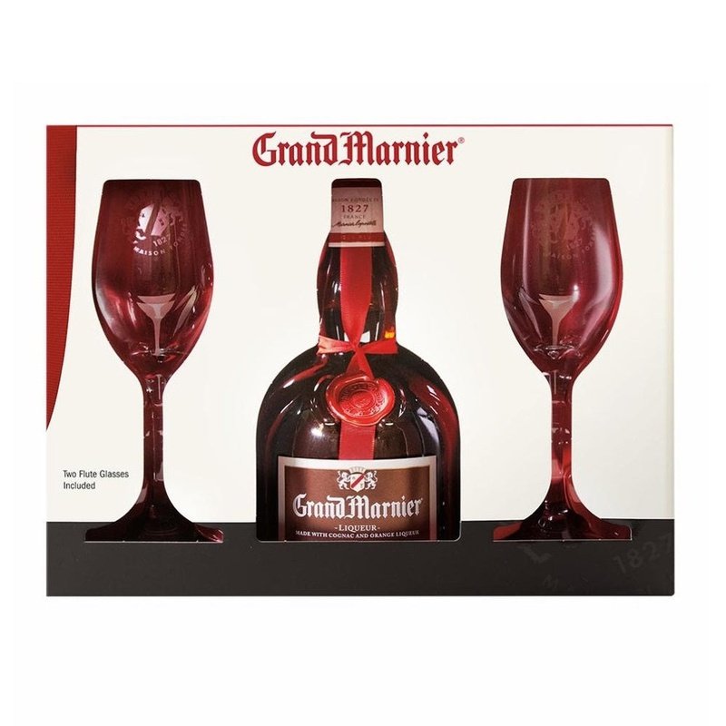 Grand Marnier Cordon Rouge Gift Set With 2 Flutes Glasses