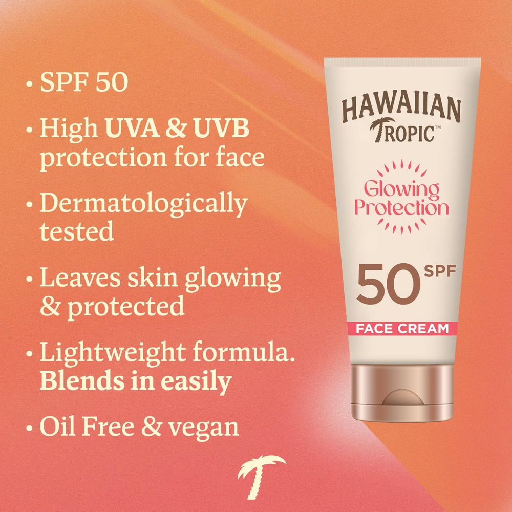 Hawaiian Tropic Glowing Protection Face Cream Lotion SPF50 50ml