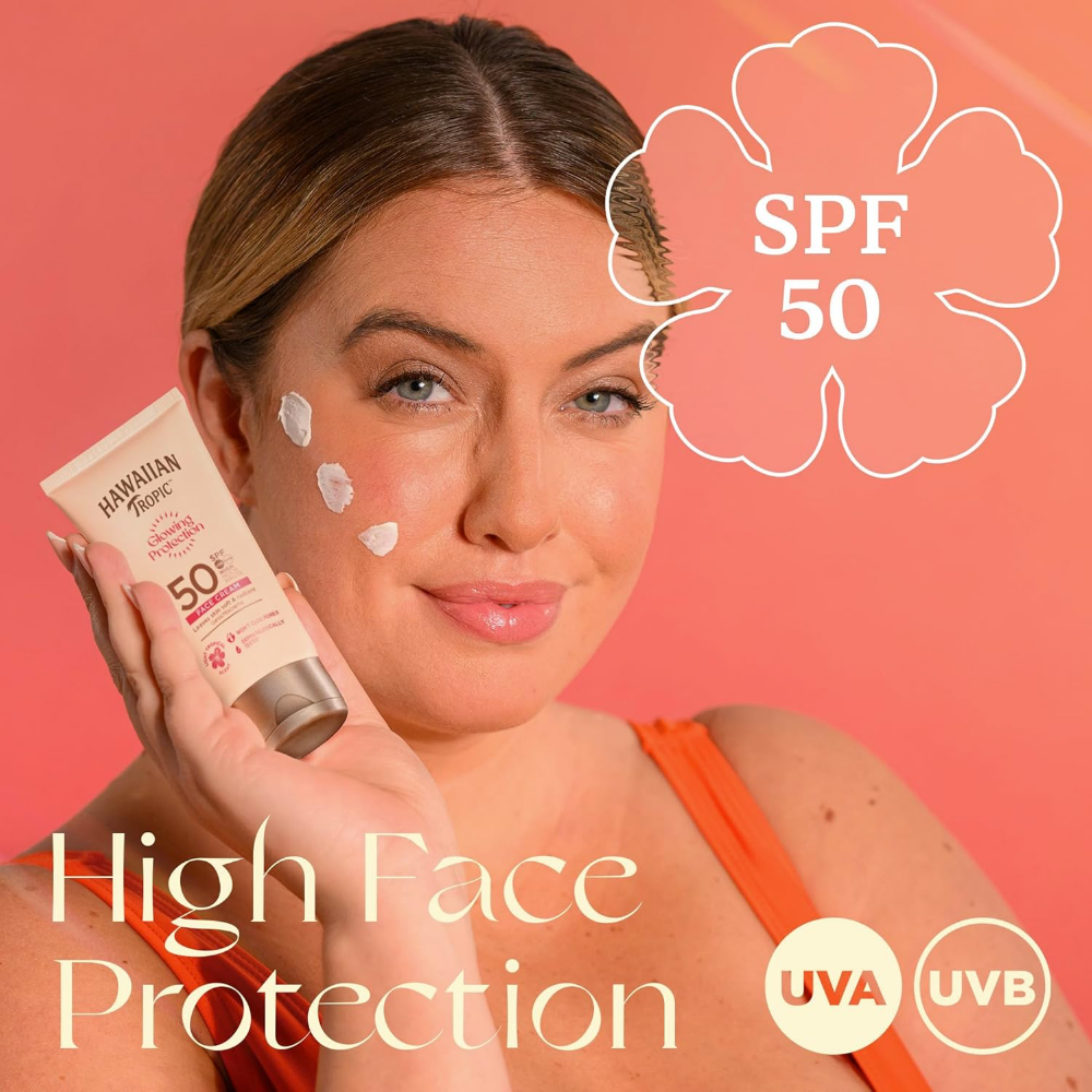Hawaiian Tropic Glowing Protection Face Cream Lotion SPF50 50ml