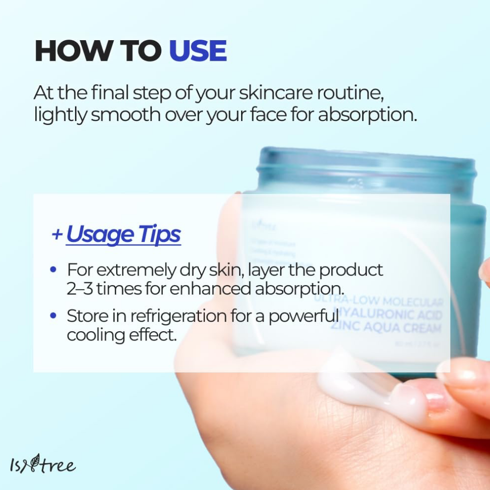 Isntree Ultra-Low Molecular Hyaluronic Acid Zinc Aqua Cream 80ml