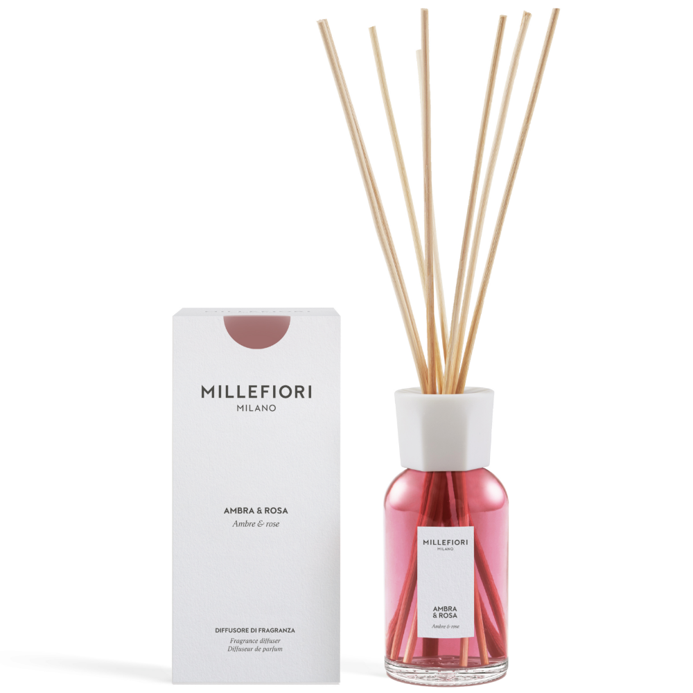 Millefiori Milano Reed Diffuser Ambra & Rosa 250ml