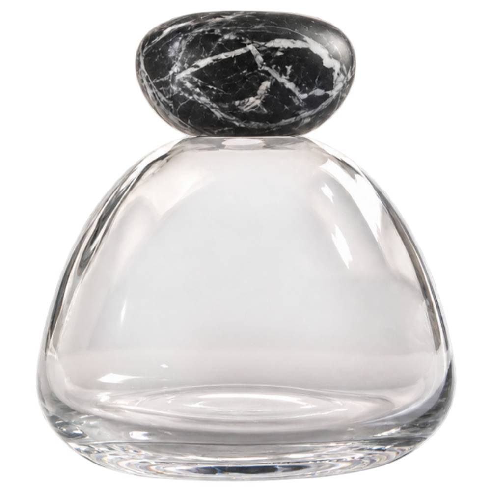 Millefiori Milano Transparent Marble Glass Diffuser with Black Lid