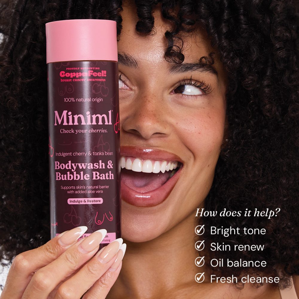 Miniml Check Your Cherries CoppaFeel! Body Wash & Bubble Bath Cherry & Tonka Bean 400ml