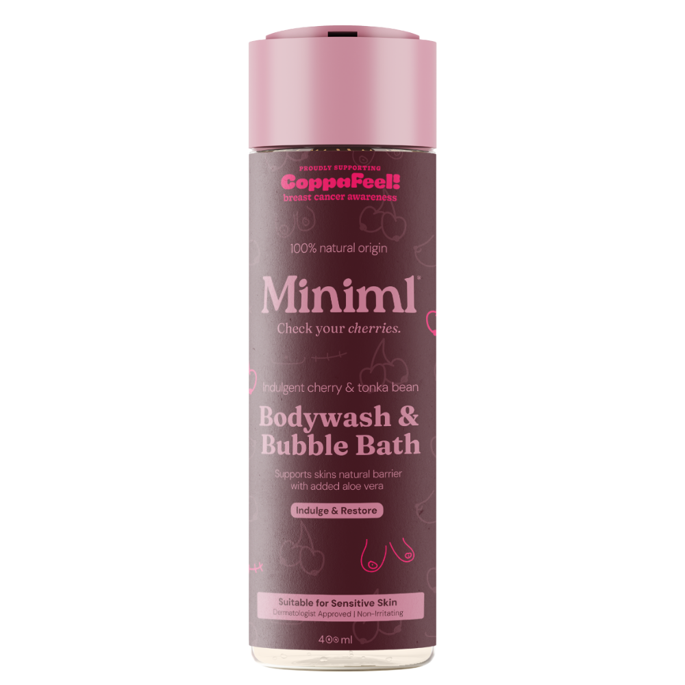 Miniml Check Your Cherries CoppaFeel! Body Wash & Bubble Bath Cherry & Tonka Bean 400ml