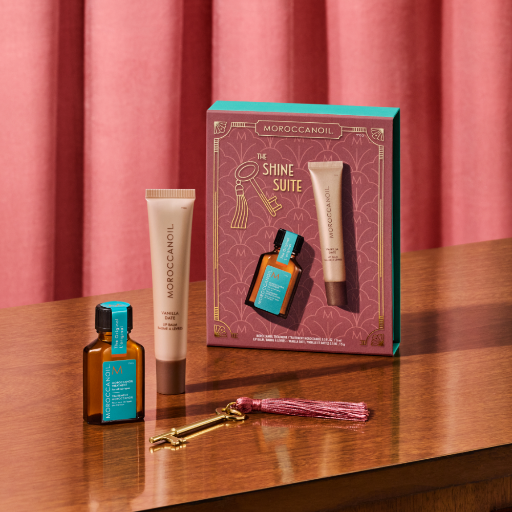 Moroccanoil The Shine Suite Treatment & Vanilla Date Lip Balm Gift Set