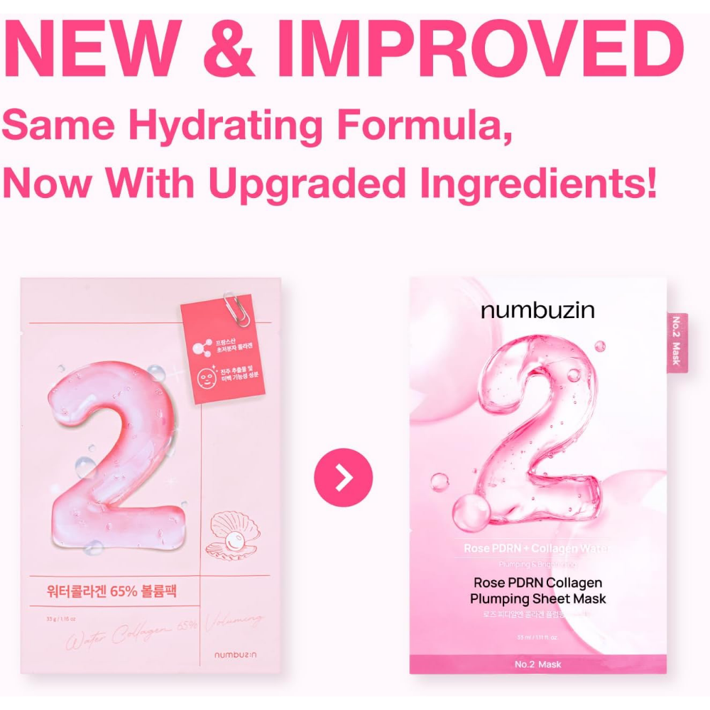 Numbuzin No. 2 Rose PDRN Collagen Plumping Sheet Mask 5 x 33ml