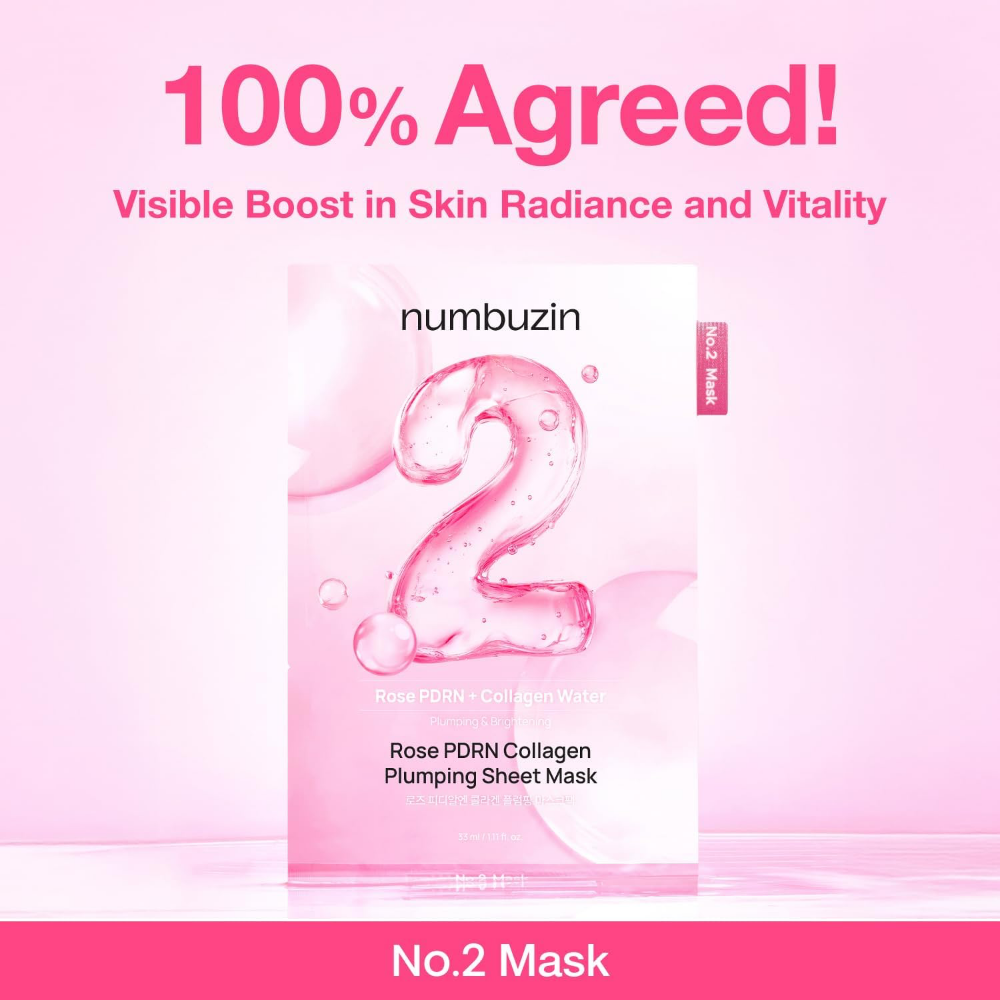 Numbuzin No. 2 Rose PDRN Collagen Plumping Sheet Mask 5 x 33ml