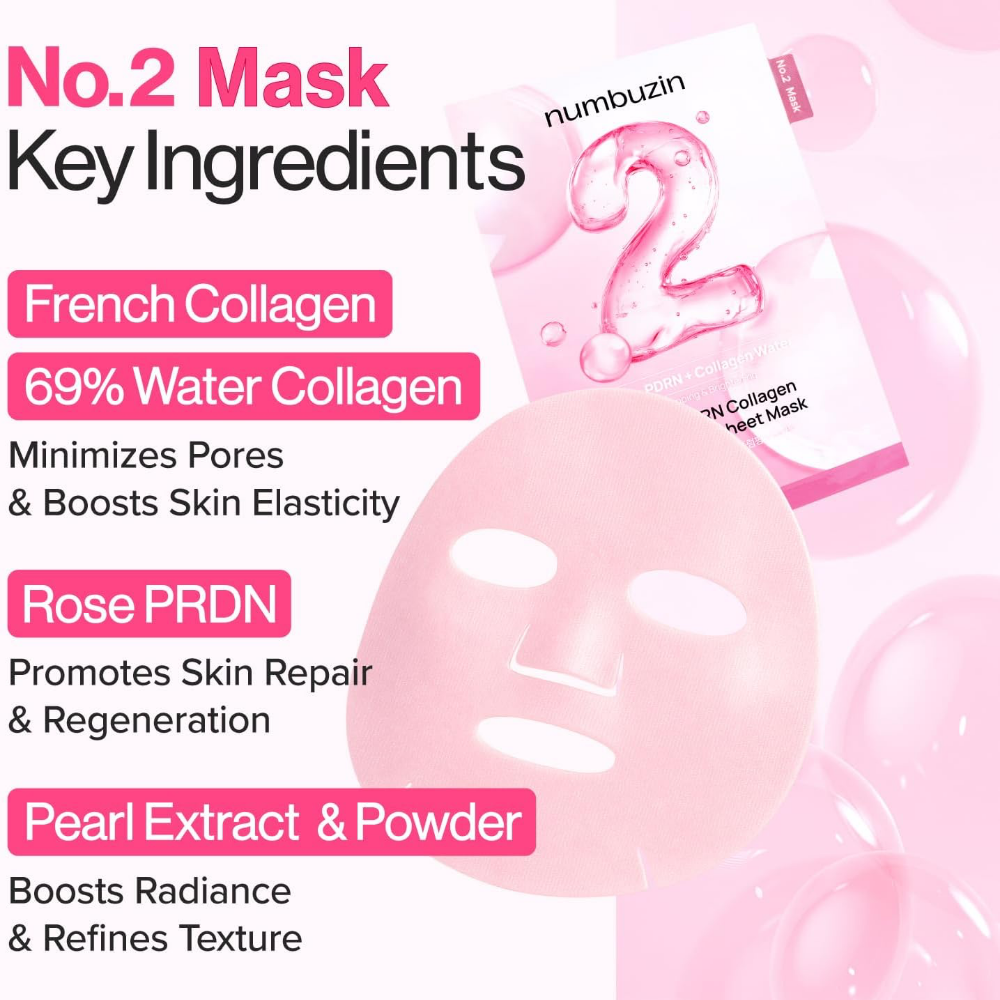 Numbuzin No. 2 Rose PDRN Collagen Plumping Sheet Mask 5 x 33ml