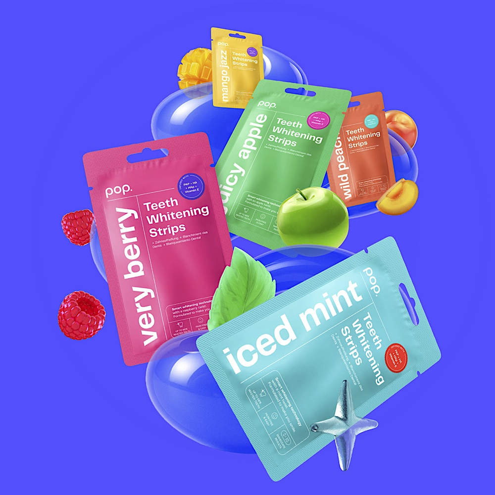POP Oral Beauty Very Berry Teeth Whitening Strips x7
