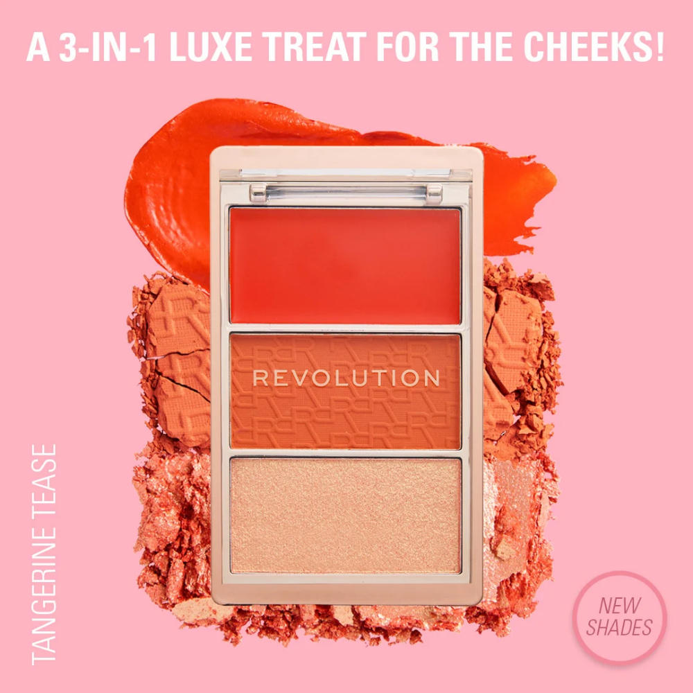 Makeup Revolution Blush Icon Brights Tangerine Tease 3 Colour Makeup Palette