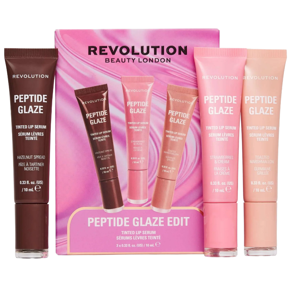 Makeup Revolution Peptide Glaze Edit Tinted Lip Serum Gift Set 3 x 10ml